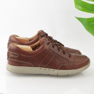 Clarks Mens Un.Lomac Sneaker Size 8 Brown Leather Lace Up Casual Walking Shoe